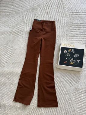 Aritzia TNA Flare High-Rise Chocolate Brown Leggings